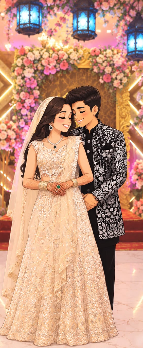 Rumana and Faizan together in wedding outfits